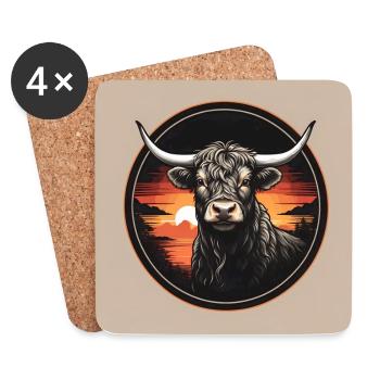 Scottish Highland Cattle Love My Highlands - Coasters (set of 4) - white - Front