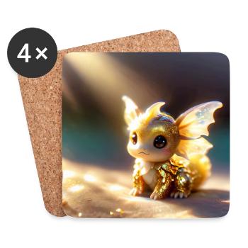 Drache - gold - Untersetzer (4er-Set) - Weiß - Vorne