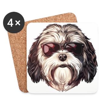 Havanese, Dog, Sunglasses, Summer - Coasters (set of 4) - white - Front