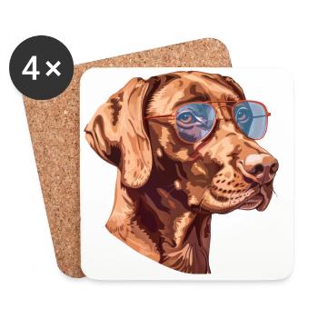 Kurzhaariger Ungarischer Vorstehhund, Vizsla - Untersetzer (4er-Set) - Weiß - Vorne