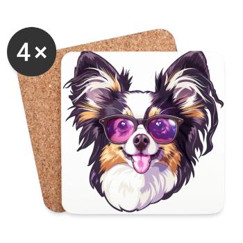 Kontinentaler Zwergspaniel Papillon - Untersetzer (4er-Set) - Weiß - Vorne