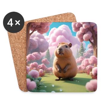 Capybara - Untersetzer (4er-Set) - Weiß - Vorne