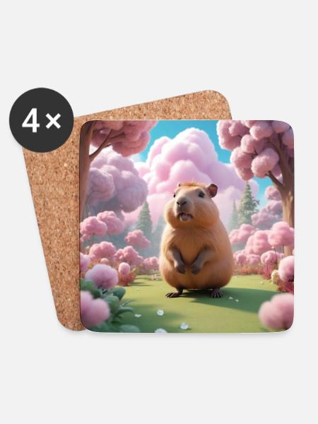 Capybara - Untersetzer (4er-Set) - Weiß