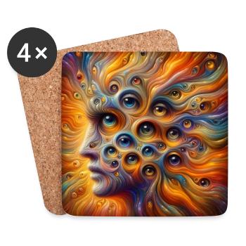 Visage vu des yeux 2 - Dessous de verre (lot de 4) - blanc - Devant