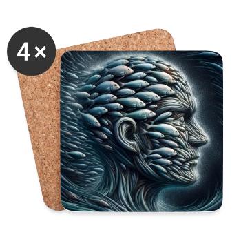 Visage des Poissons 2 - Dessous de verre (lot de 4) - blanc - Devant