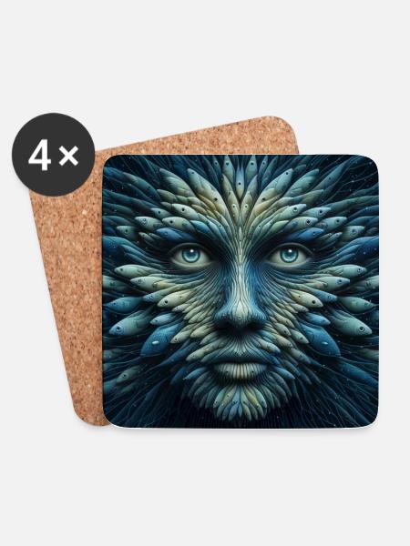 Face of Pisces 3 - Coasters (set of 4) - white
