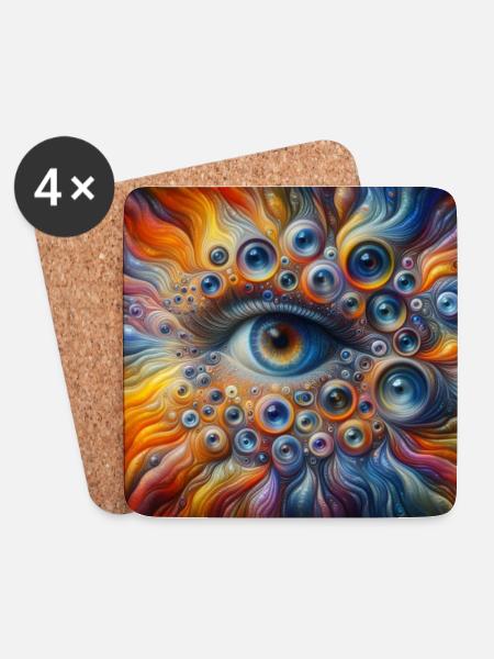 Face out of eyes 4 - Coasters (set of 4) - white