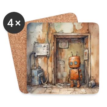 Old rusty abandoned robots - Coasters (set of 4) - white - Front