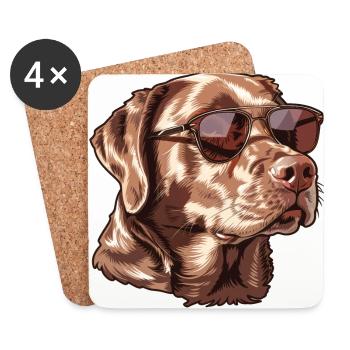 Chesapeake Bay Retriever, Chien, Lunettes de soleil, Somm - Dessous de verre (lot de 4) - blanc - Devant