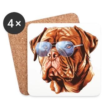 Bordeauxdogge, Dogue De Bordeaux, Hund - Untersetzer (4er-Set) - Weiß - Vorne