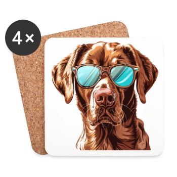 Chesapeake Bay Retriever, Chien, Lunettes de soleil - Dessous de verre (lot de 4) - blanc - Devant