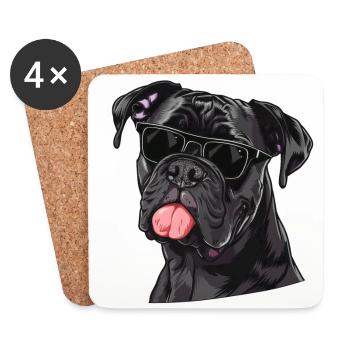 Cane Corso Italiano, Dog, Sunglasses, Summer - Coasters (set of 4) - white - Front