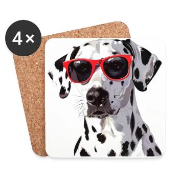 Dalmatian, dog, sunglasses, summer - Coasters (set of 4) - white - Front