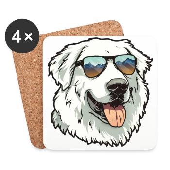 Chien De Montagne Des Pyrénées, Chien Des Grandes Pyrénées, Chien - Dessous de verre (lot de 4) - blanc - Devant