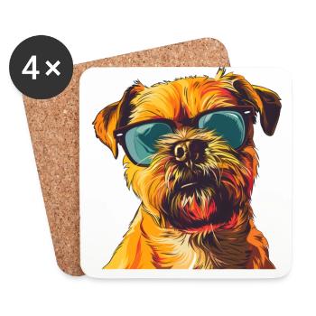 Griffon Bruxellois, Brussles Griffon, Hund - Untersetzer (4er-Set) - Weiß - Vorne