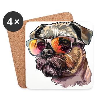 Belgische Zwerggriffons, Brussles Griffon, Hund - Untersetzer (4er-Set) - Weiß - Vorne