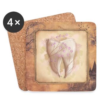 Vintage Art für Zahnarzt & Zahnarzthelferin - Untersetzer (4er-Set) - Weiß - Vorne
