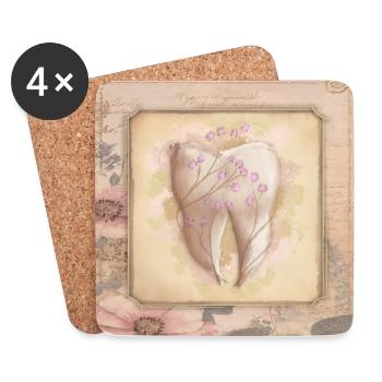 Vintage Art für Zahnarzt & Zahnarzthelferin - Untersetzer (4er-Set) - Weiß - Vorne