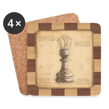 Chess King / Queen. Old fashioned vintage style. - Coasters (set of 4) - white - Front