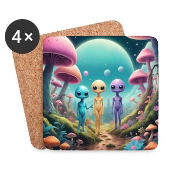 Aliens - Untersetzer (4er-Set) - Weiß - Vorne