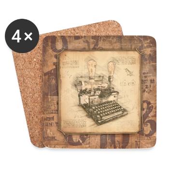 Vintage Art for Authors & Writers - Coasters (set of 4) - white - Front
