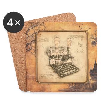 Vintage Art for Authors & Writers - Coasters (set of 4) - white - Front