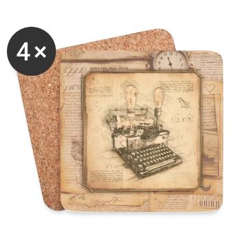 Vintage Art for Authors & Writers - Coasters (set of 4) - white - Front