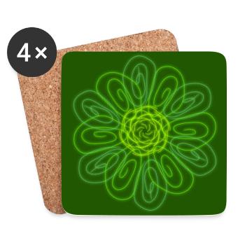Abstrakte grüne Blume - Untersetzer (4er-Set) - Weiß - Vorne