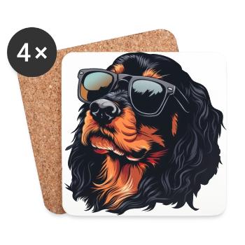 Gordon Setter, Chien, Lunettes De Soleil, Été - Dessous de verre (lot de 4) - blanc - Devant