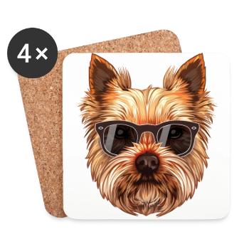 Norwich Terrier, Dog, Sunglasses, Summer - Coasters (set of 4) - white - Front