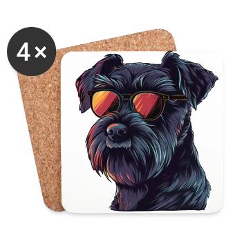 Standard Schnauzer, Hund, Sonnenbrille, Sommer - Untersetzer (4er-Set) - Weiß - Vorne
