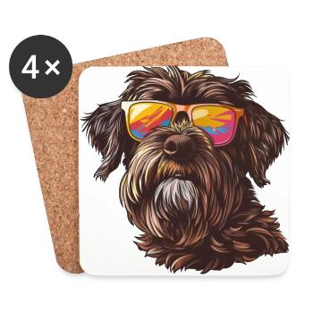 Griffon Korthals, Wirehaired Pointing Griffon - Untersetzer (4er-Set) - Weiß - Vorne