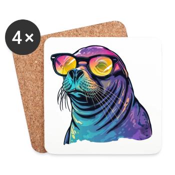 Lunettes de soleil Seal Sea Lion - Dessous de verre (lot de 4) - blanc - Devant