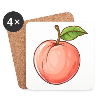 Pfirsich, Peach, Obst, Frucht - Untersetzer (4er-Set) - Weiß - Vorne