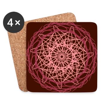 Rote Mandala-Blume - Untersetzer (4er-Set) - Weiß - Vorne