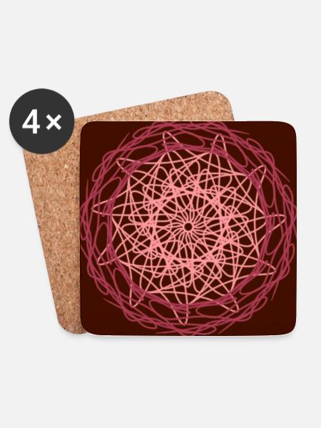 Rote Mandala-Blume - Untersetzer (4er-Set) - Weiß