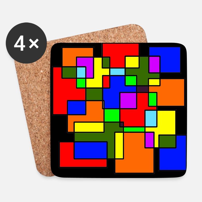 Intersecting colored squares - Coasters (set of 4) - white