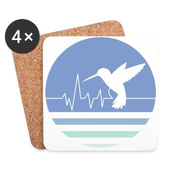 Colibri bleu pastel - Dessous de verre (lot de 4) - blanc - Devant
