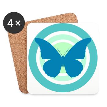 Tons verts papillon - Dessous de verre (lot de 4) - blanc - Devant
