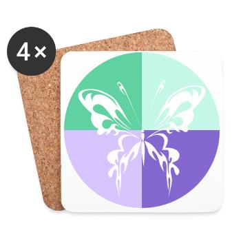 Quatuor de papillons Vert Violet - Dessous de verre (lot de 4) - blanc - Devant