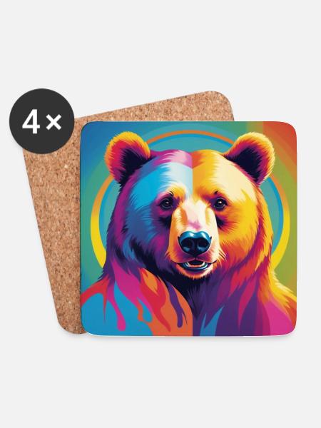 Pride Bear - Untersetzer (4er-Set) - Weiß