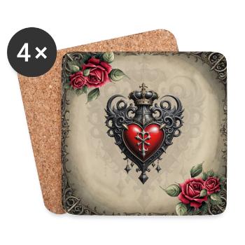 Elegantes Gothic Herz - Untersetzer (4er-Set) - Weiß - Vorne