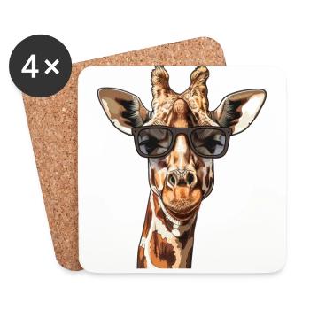 Giraffe Funny Summer - Coasters (set of 4) - white - Front