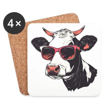 Kuh Sonnenbrille - Untersetzer (4er-Set) - Weiß - Vorne