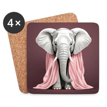 Elefant mit rosa Decke - Untersetzer (4er-Set) - Weiß - Vorne