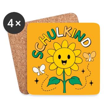 Schulkind Sonnenblume Schule Einschulung - Untersetzer (4er-Set) - Weiß - Vorne