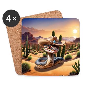 Süße Schlange mit Cowboyhut - Untersetzer (4er-Set) - Weiß - Vorne