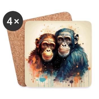 Verliebte Chimpansen - Untersetzer (4er-Set) - Weiß - Vorne