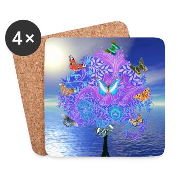 Butterfly Tree - Coasters (set of 4) - white - Front