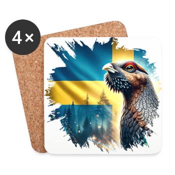 Capercaillie magic - Gästrikland Landscape Animals Sweden - Coasters (set of 4) - white - Front